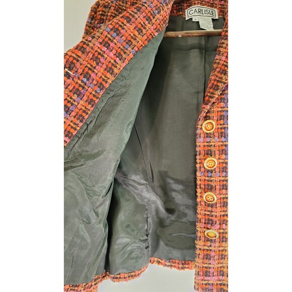 Vtg CARLISLE Wool Blend Colorful Tweed Cropped Blazer Jacket Women Sz 8 Coquette - Picture 10 of 10